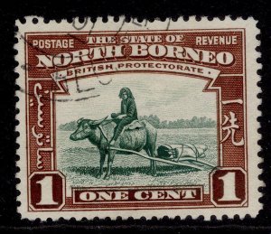 NORTH BORNEO GVI SG303, 1c green & red-brown, FINE USED.