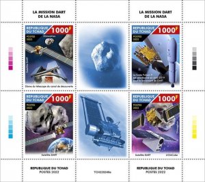 Chad - 2022 DART Mission - 4 Stamp Sheet - TCH220249a