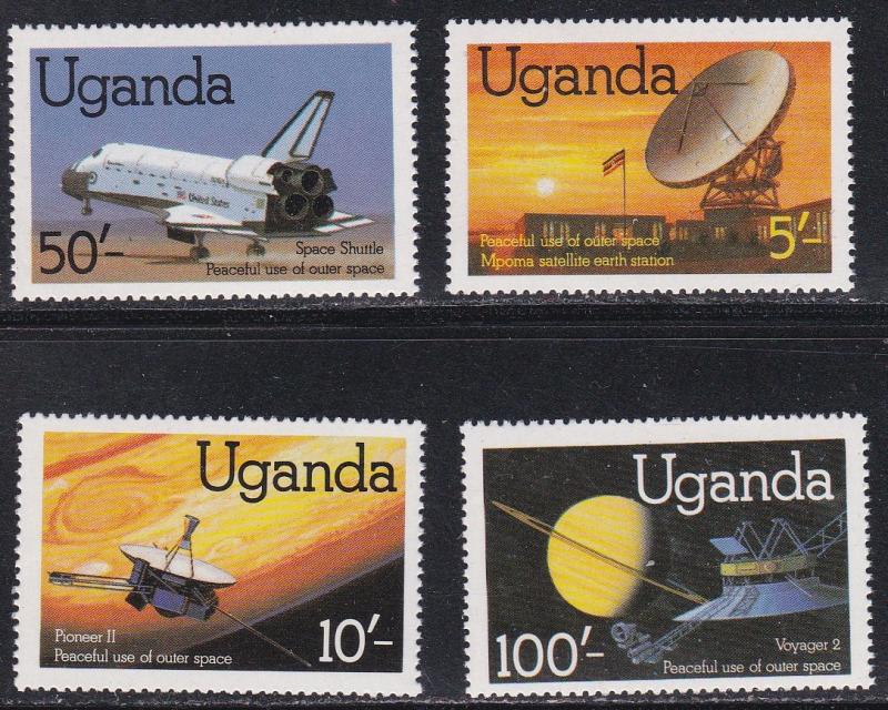 Uganda # 337-340 & 341, Peaceful Use of Outer Space, NH, 1/2 cat.