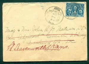 CHINA, 1920's cover w/10¢ (#246) tied PEKING to FT LEAVENWORTH KANS. via DC