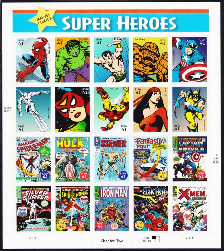 4159 Sheet of 20, MNH, XF - Super Heroes Chapter Two