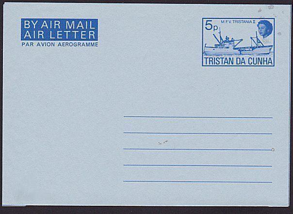 TRISTAN DA CUNHA 5p MFV Tristan II air letter / aerogramme unused...........6048