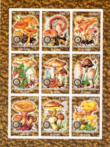 Congo 2002 Mushrooms/Rotary International Sheetlet (9) Imperforated MNH