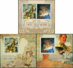 Alfonse Mucha Art Nouveau Paintings Congo MNH stamp set