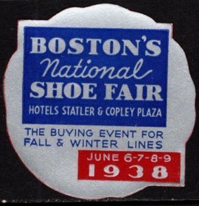 1938 US Poster Stamp Boston's National Shoe Fair June 6-9 The Buying Event