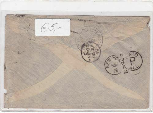 bristol to u.s.a. 1892  2½ d stamps cover ref r15363