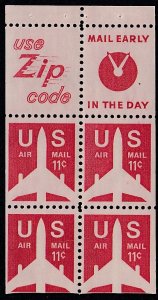 United States # C78a, Airplane Silhouette, Booklet Pane, Mint NH, 1/2 Cat.