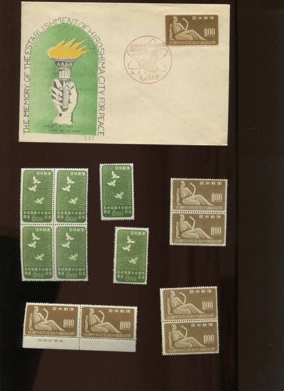 JAPAN 465-466 HIROSHIMA & NAGASAKI PEACE LOT OF FIRST DAY COVERS & MORE