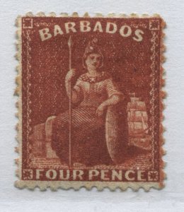 Barbados QV 1875 4d lake mint o.g. hinged