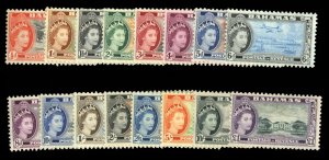 Bahamas #158-173 Cat$86.20, 1954 QEII, complete set, hinged