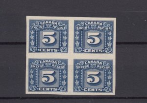 Canada 1934 5c Excise Imperf Block Of 4 MNH BP668