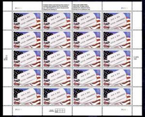 US.# 2966 POW & MIA Never Forgotten - Pane of 20 - OGNH - VF $12.50 (ESP#170)