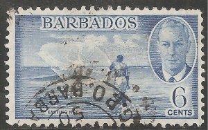 Barbados Stamp - Scott #220/A23 6c Blue Canc/LH 1950