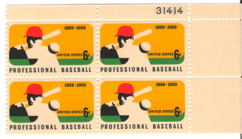 1381: Professional Baseball - Plate Block - MNH - 31414-UR