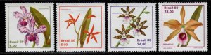 Brazil #1711-14 ~ Cplt Set of 4 ~ Orchids, Flowers ~ Unused, HMR  (1980)