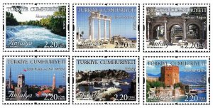 Turkey 2013 MNH Stamps Scott 3337-3342 Tourism Antalya Archeology Castle