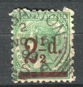 SOUTH AUSTRALIA; 1890s early classic QV surcharged 2.5d value Postmark