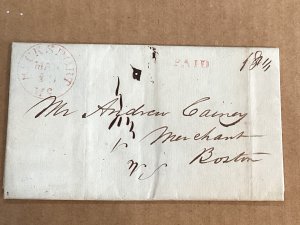 3/19/1839 Bucksport Maine stampless cover 18-3/4c rate to A. Cainey in Boston