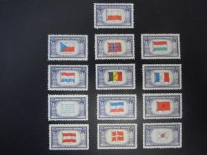 US Lot 1944 Overrun Country Flags  #909-921 MNH  OG  VF