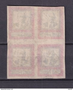 Russia 1924 Wide Red frame Block of 4 Lenin Imperf Used 16112