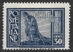 ITALY AEGEAN ISLANDS RHODES GREECE 1932 30c Crusader w Imprint Sc 59 MH