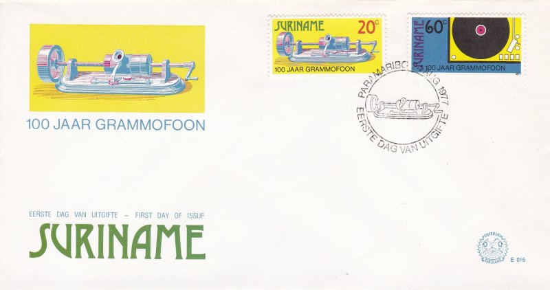 Suriname # 476-477, Invention of the Phonograph Centennial, First Day Cover