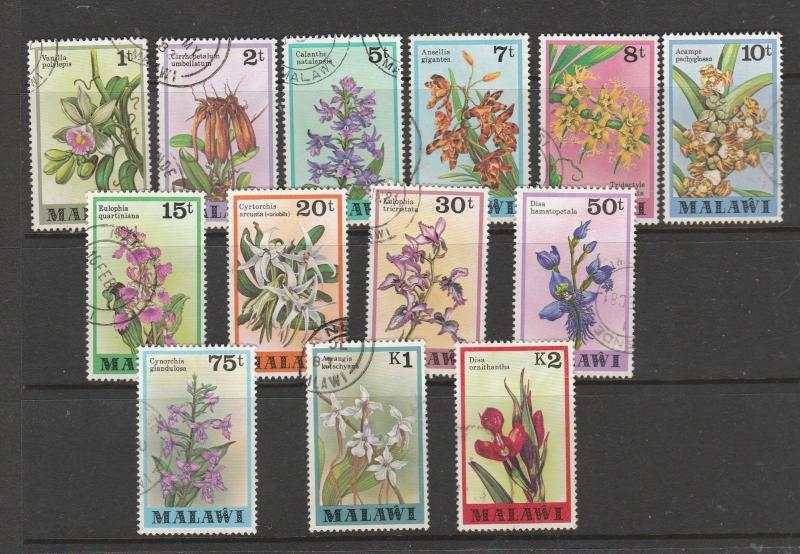 Malawi 1979/82 Orchids 13 Vals to 2K as shown, FU & good perfs 