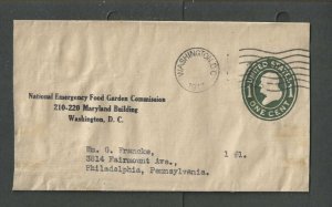 1917 Rare Newspaper Wrapper WW1 W/Imprinted National Emergency Food Garden----