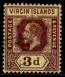 BRITISH VIRGIN ISLANDS GV SG73, 3d purple/yellow, FINE USED.