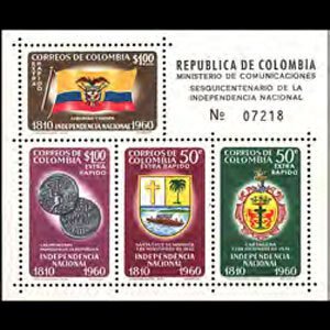 COLOMBIA 1960 - Scott# C386 S/S Indep.150th. LH