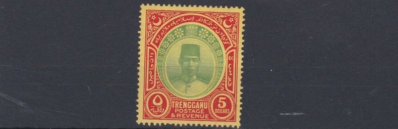 TRENGGANU  1938  S G 44  $5 GREEN & RED YELLOW   MH  CAT £500