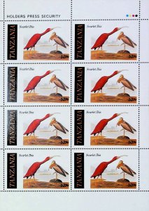 Ibis Birds Wild Life Ornithologist J Audubon 1986 Tanzania MNH Sheet X413-