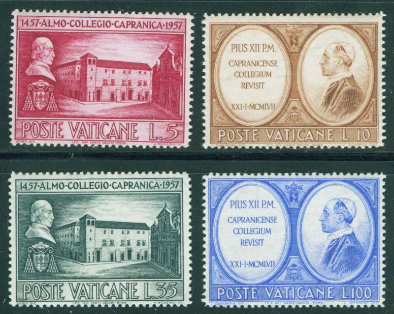 VATICAN Scott 223-6 MNH** 1957 Capranica College set