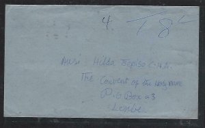 LESOTHO (P0511B) 1972 LOCAL COVER TO LERIBE, NO STAMPS POSTAGE DUE 1C+2C+5C