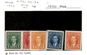 Canada, Postage Stamp, #231, 233-236 Mint NH, 1935 King George (AD)