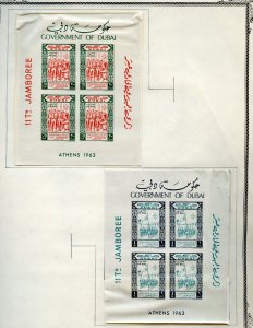 DUBAI 11th BOY SCOUT JAMBOREE SETS & SOUVENIR SHEETS DAMAGED MOUNT SHRINKAGE