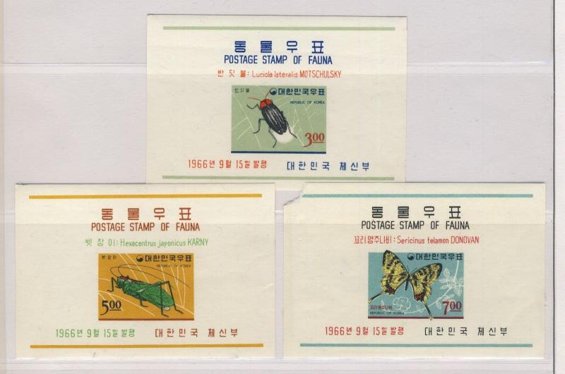 SOUTH KOREA 1966 INSECTS BLOCK ISSUE - MiNr. Block233/35- YvertNr113/15 MOGH 113