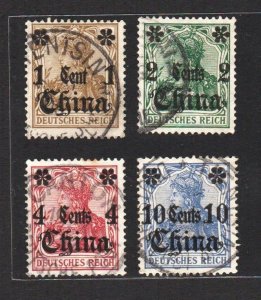 Germany PO in China 1905 Overpt & Surcharged (4v) F. Used CV$12