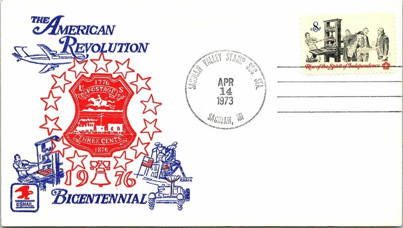 THE AMERICAN REVOLUTION BICENTENNIAL CACHETED EVENT COVER AT SAGINAW VALLEY '73