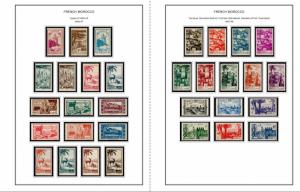 COLOR PRINTED FRENCH MOROCCO 1891-1955 STAMP ALBUM PAGES (46 illustrated pages)