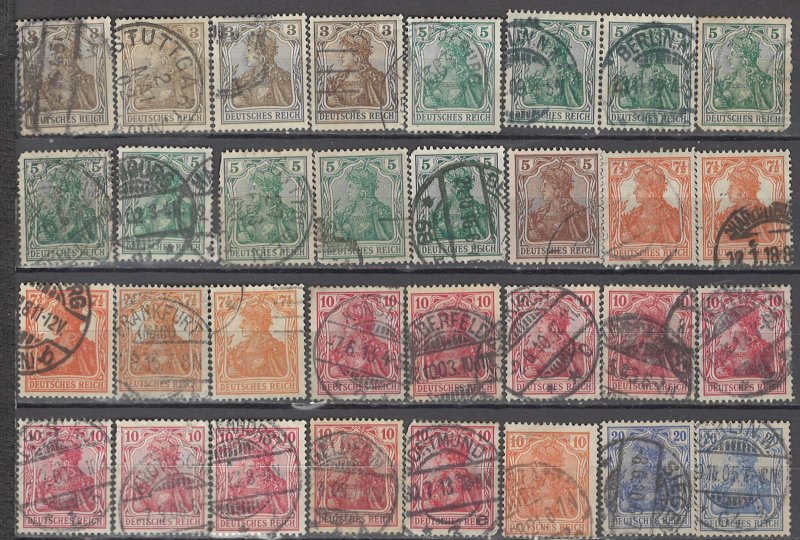 COLLECTION LOT OF #1191 GERMANY 32 GERMANIA STAMPS 1902+ CLEARANCE CV = $39