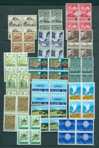 Iceland.  Lot. 16 Different 4-Block. MNH. Modern Issues.