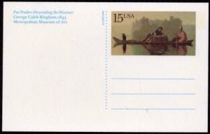 #UX147 Fur Traders Postal Card - MInt