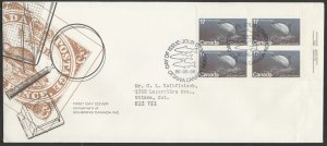 1980 #853 17c Atlantic Whitefish FDC Plate Block Schering GP Cachet