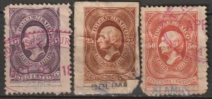 Mexico 1885 DO110,DO112-3 documentary revenue faulty