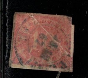 PRUSSIA Scott # 21 Used - Large Crease & Paper Backing - CV $105