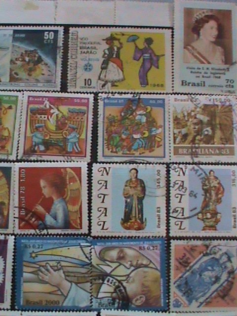 ​BRAZIL STAMPS:34 DIFFERENT JUMBO LARGE BRAZIL USED STAMPS #BR-P HIGH VALUE