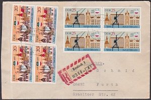 EAST GERMANY 1968 registered cover - nice franking - ships railway.........a3550