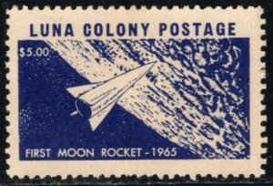 1965 US Poster Stamp $5.00 Luna Colony Postage First Moon Rocket MNH