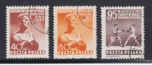 Poland Sc 575-577 used. 1953 Boxer, complete set. European Boxing Championship.